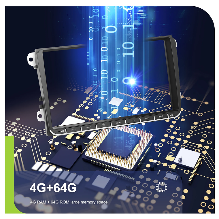 Podofo-Radio con GPS para coche, reproductor con Android, 4 + 64G, WIFI, 9 pulgadas, estéreo, Carplay, para VW/PASSAT/GOLF/SHARAN/POLO 10