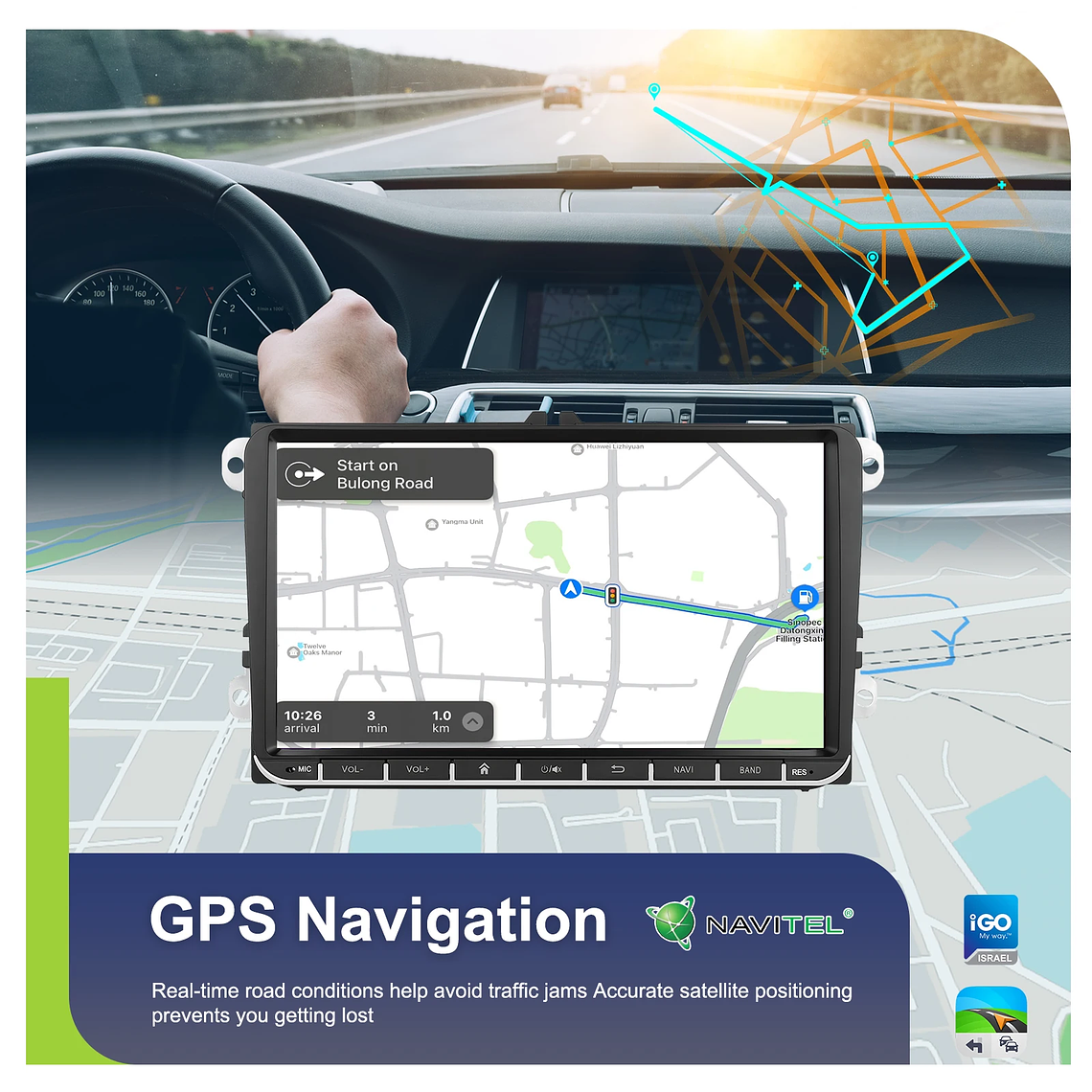 Podofo-Radio con GPS para coche, reproductor con Android, 4 + 64G, WIFI, 9 pulgadas, estéreo, Carplay, para VW/PASSAT/GOLF/SHARAN/POLO 12