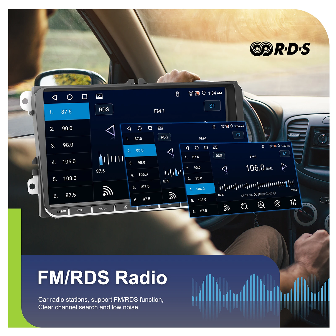 Podofo-Radio con GPS para coche, reproductor con Android, 4 + 64G, WIFI, 9 pulgadas, estéreo, Carplay, para VW/PASSAT/GOLF/SHARAN/POLO 15