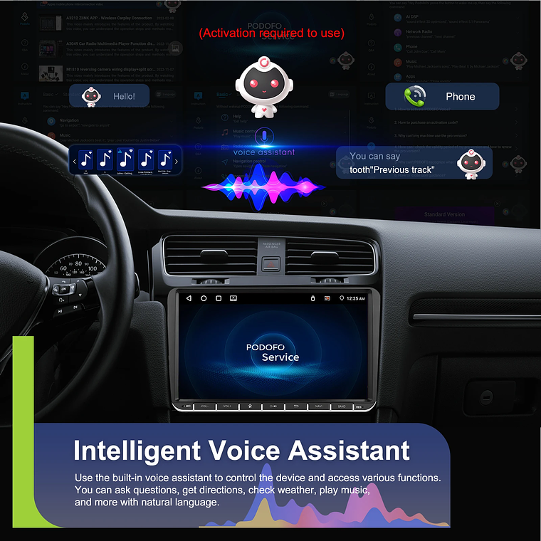 Podofo-Radio con GPS para coche, reproductor con Android, 4 + 64G, WIFI, 9 pulgadas, estéreo, Carplay, para VW/PASSAT/GOLF/SHARAN/POLO 18