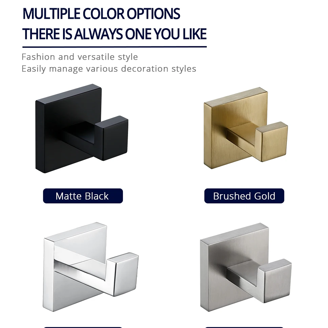 Hook de tornillo de pared de gancho negro de acero inoxidable para bata de tornillo para el baño SUS304 Rugadora a prueba de óxido para hardware de cocina Capacle 27