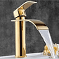 Tuqiu-grifo de baño dorado, grifo de lavabo de cascada, grifo mezclador de lavabo de un solo mango, grifo de baño, grifo de grúa de agua de fregadero de latón - Miniatura 9