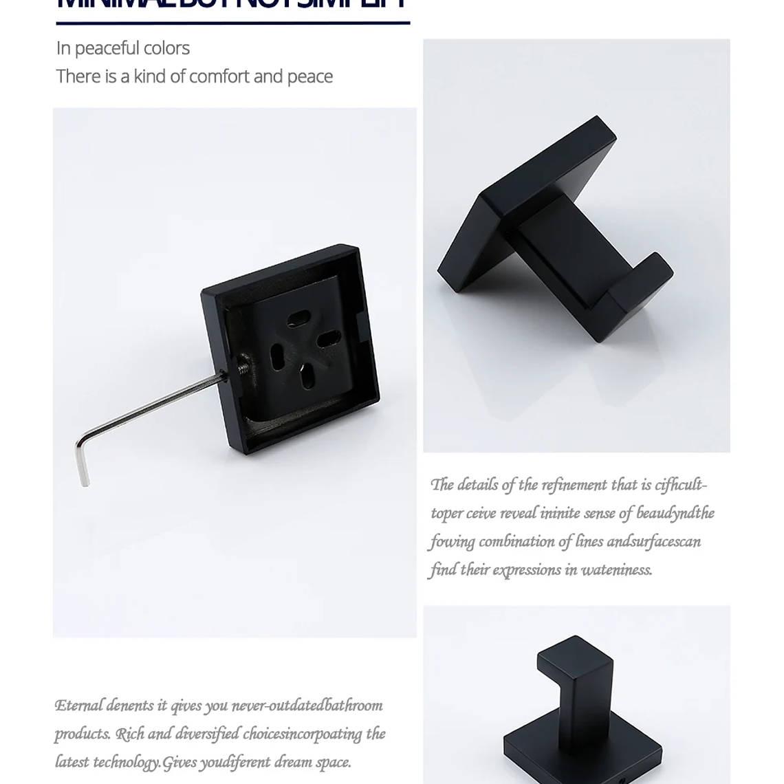 Hook de tornillo de pared de gancho negro de acero inoxidable para bata de tornillo para el baño SUS304 Rugadora a prueba de óxido para hardware de cocina Capacle 28