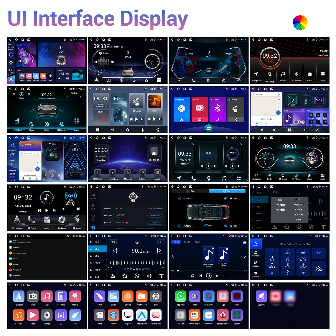 Podofo-Radio con GPS para coche, reproductor con Android, 4 + 64G, WIFI, 9 pulgadas, estéreo, Carplay, para VW/PASSAT/GOLF/SHARAN/POLO 27