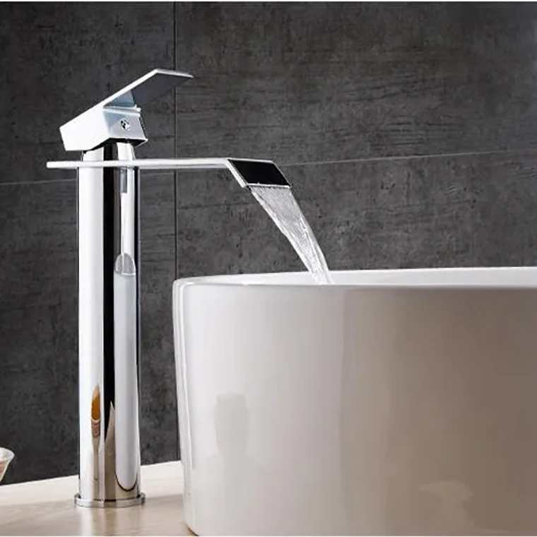 Tuqiu-grifo de baño dorado, grifo de lavabo de cascada, grifo mezclador de lavabo de un solo mango, grifo de baño, grifo de grúa de agua de fregadero de latón 15