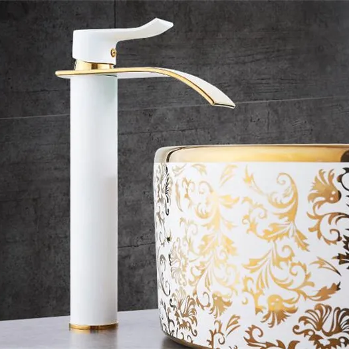 Tuqiu-grifo de baño dorado, grifo de lavabo de cascada, grifo mezclador de lavabo de un solo mango, grifo de baño, grifo de grúa de agua de fregadero de latón 19