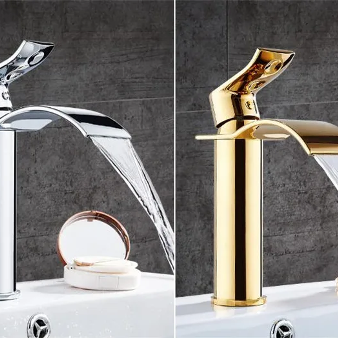 Tuqiu-grifo de baño dorado, grifo de lavabo de cascada, grifo mezclador de lavabo de un solo mango, grifo de baño, grifo de grúa de agua de fregadero de latón 22