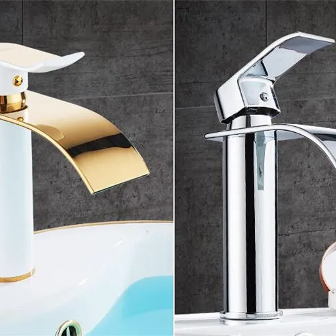 Tuqiu-grifo de baño dorado, grifo de lavabo de cascada, grifo mezclador de lavabo de un solo mango, grifo de baño, grifo de grúa de agua de fregadero de latón 23