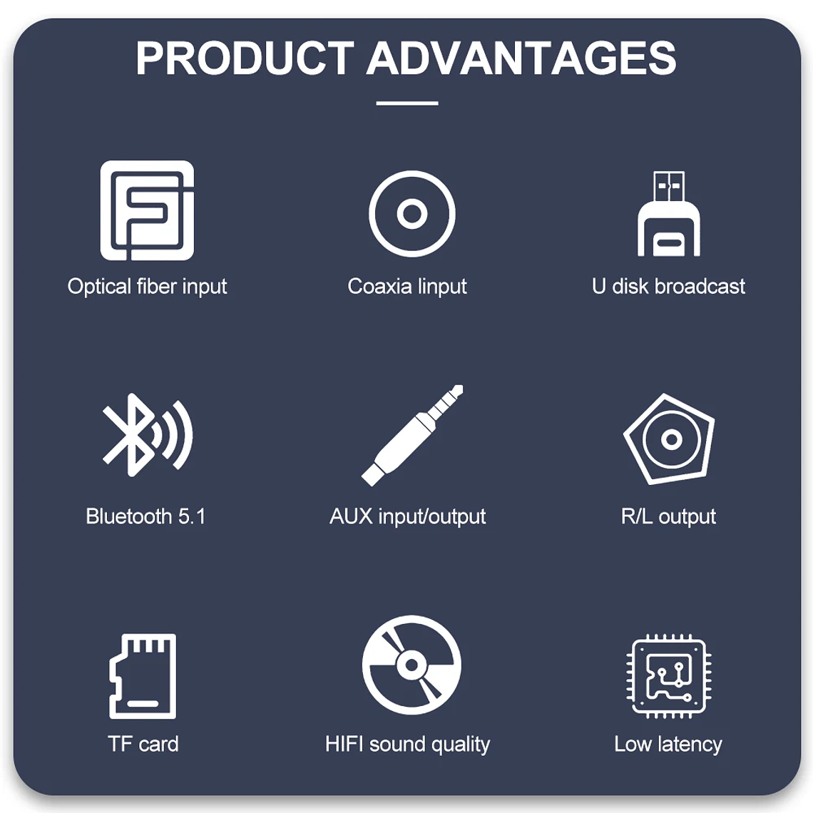 Receptor de Audio GTMEDIA Bluetooth 5,1 DAC convertidor analógico Digital Coaxial 3,5mm AUX RCA micrófono U disco Jack adaptador inalámbrico estéreo 8