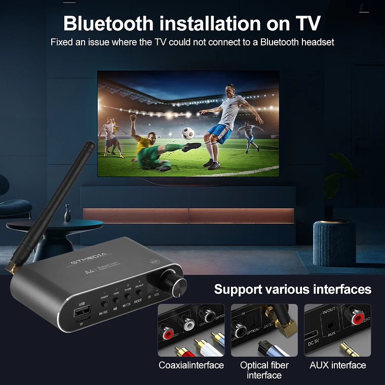 Receptor de Audio GTMEDIA Bluetooth 5,1 DAC convertidor analógico Digital Coaxial 3,5mm AUX RCA micrófono U disco Jack adaptador inalámbrico estéreo 13