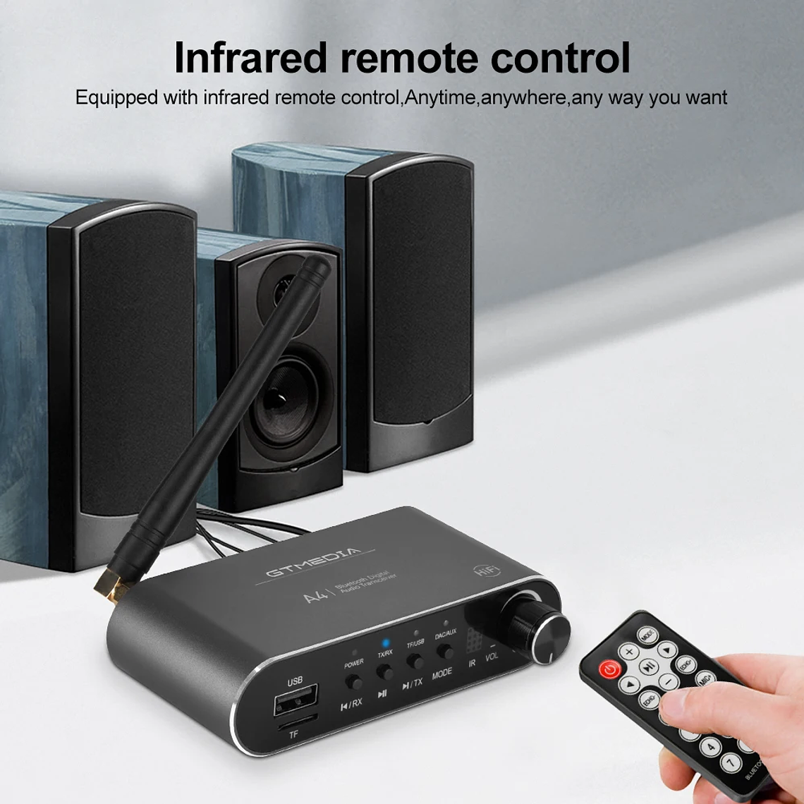 Receptor de Audio GTMEDIA Bluetooth 5,1 DAC convertidor analógico Digital Coaxial 3,5mm AUX RCA micrófono U disco Jack adaptador inalámbrico estéreo 14