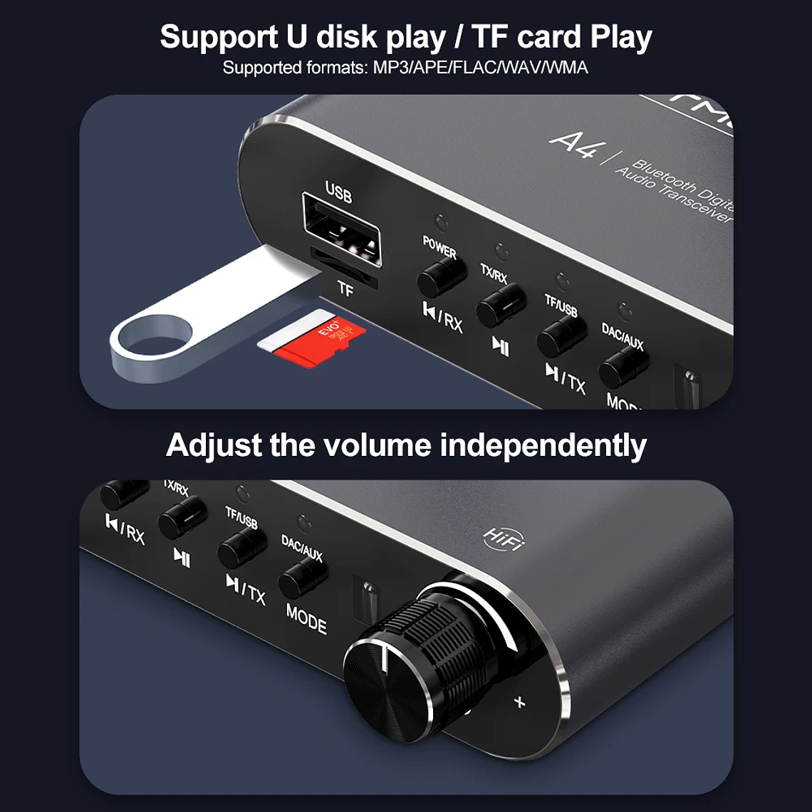 Receptor de Audio GTMEDIA Bluetooth 5,1 DAC convertidor analógico Digital Coaxial 3,5mm AUX RCA micrófono U disco Jack adaptador inalámbrico estéreo 18