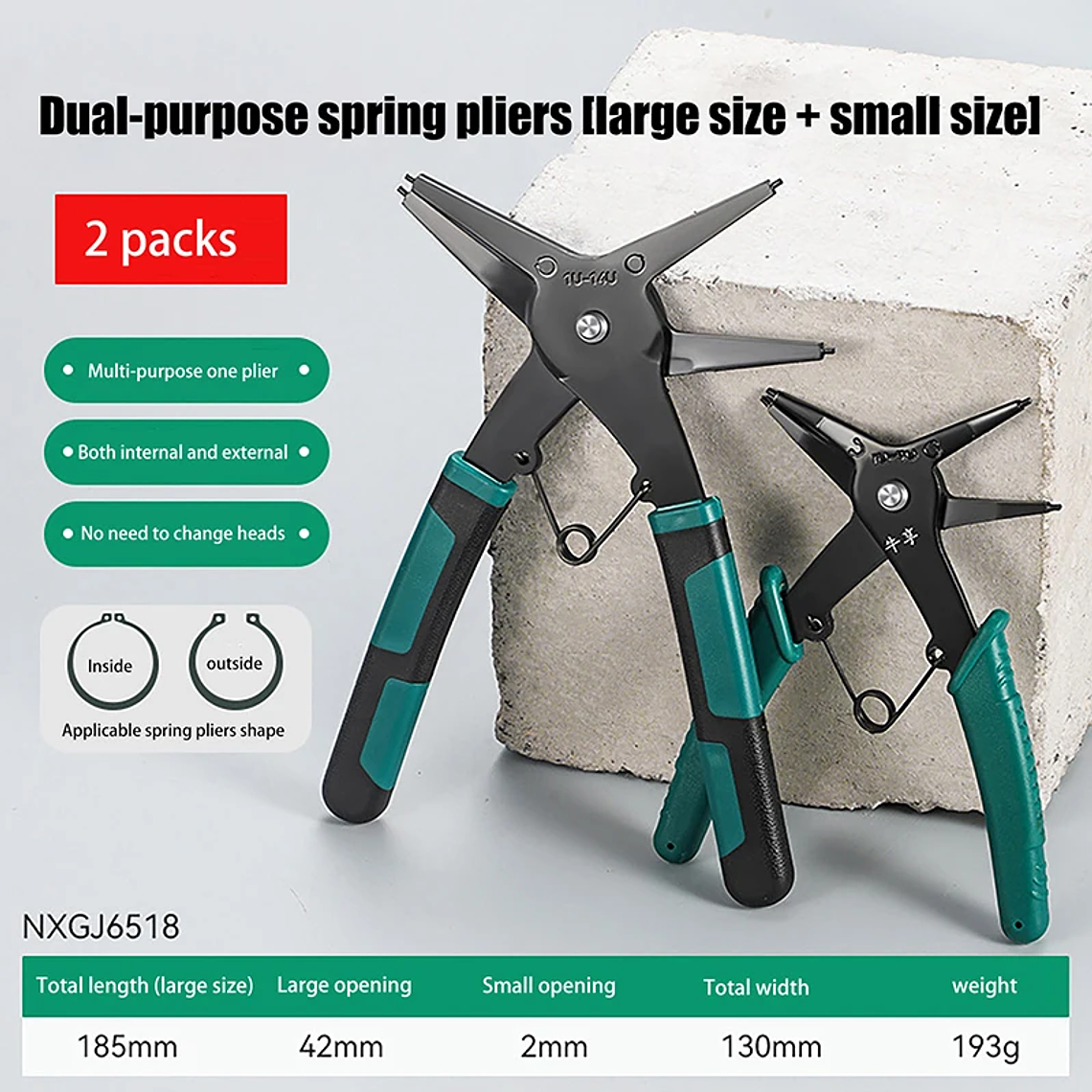 Alicates de anillo a presión, herramienta de engarzado multifuncional, removedor de anillo externo interno, alicates de retención, herramienta de mano 9