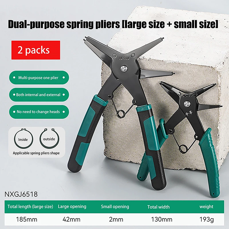 Alicates de anillo a presión, herramienta de engarzado multifuncional, removedor de anillo externo interno, alicates de retención, herramienta de mano 9