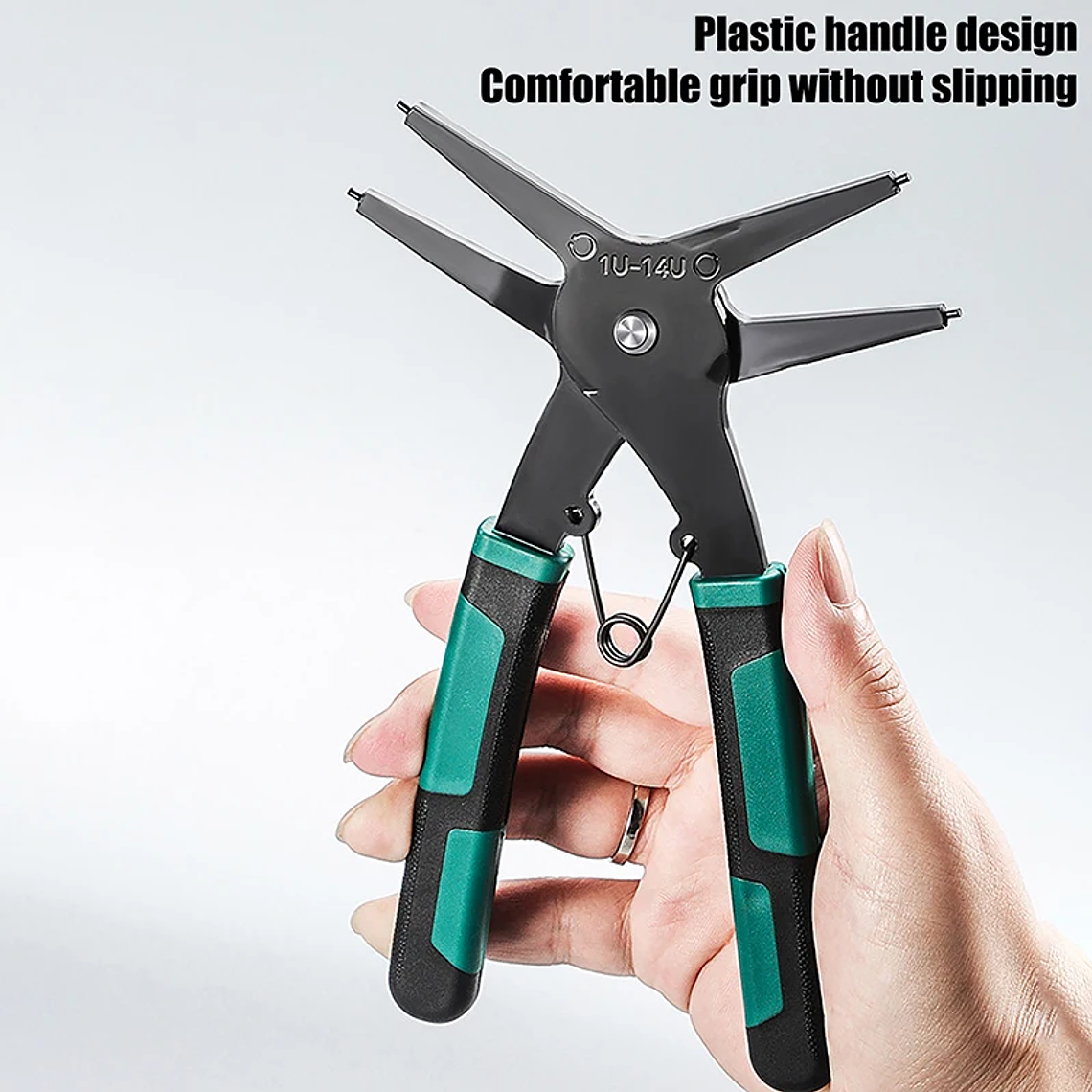 Alicates de anillo a presión, herramienta de engarzado multifuncional, removedor de anillo externo interno, alicates de retención, herramienta de mano 10