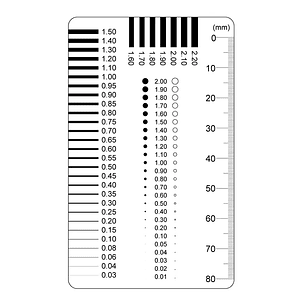 Medidor de insignia de paso de medición de 90x55mm, indicador de puntos de Tarjeta de manchas, regla de película transparente, regla de contraste de grietas de manchas