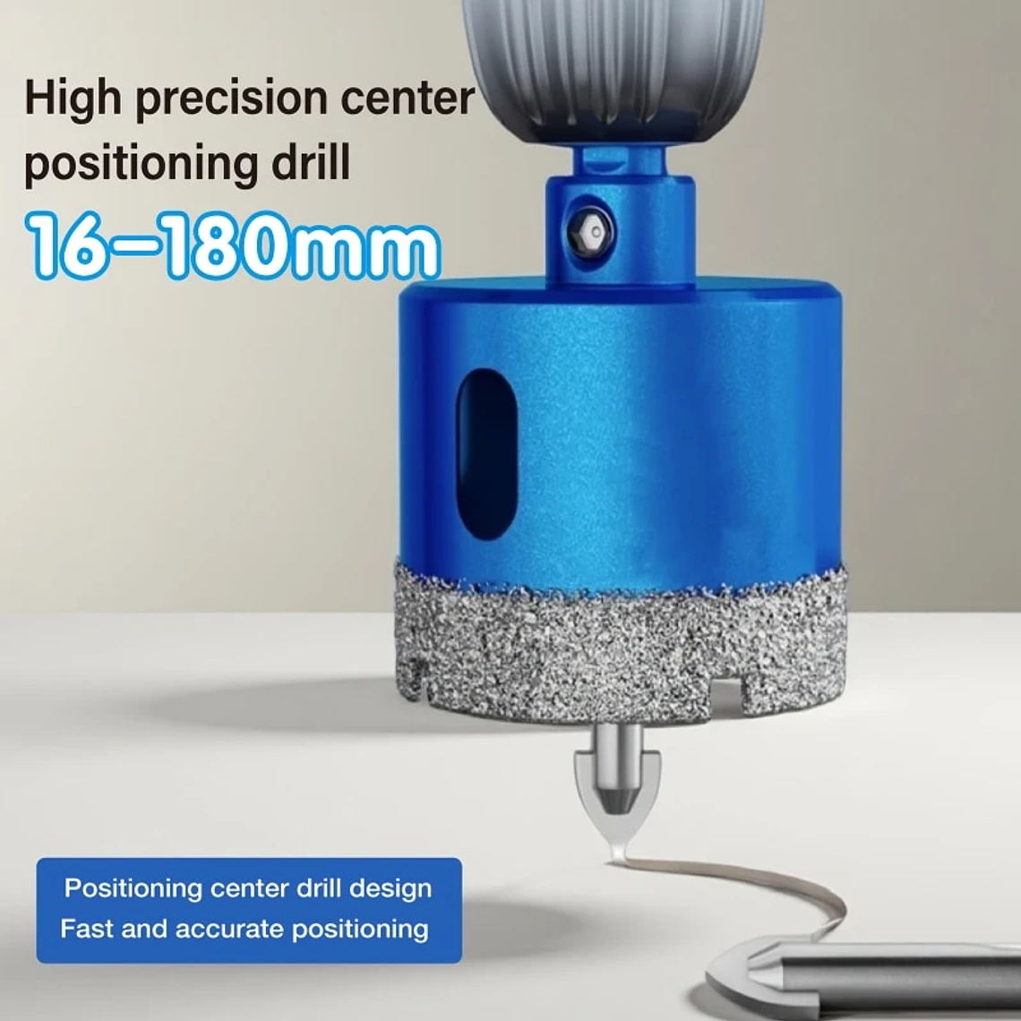 Juego de brocas de sierra perforadora de posicionamiento de azulejos soldada al vacío de 16-180 mm para azulejos de vidrio y cerámica - Juego de herramientas de broca soldada con diamante 1