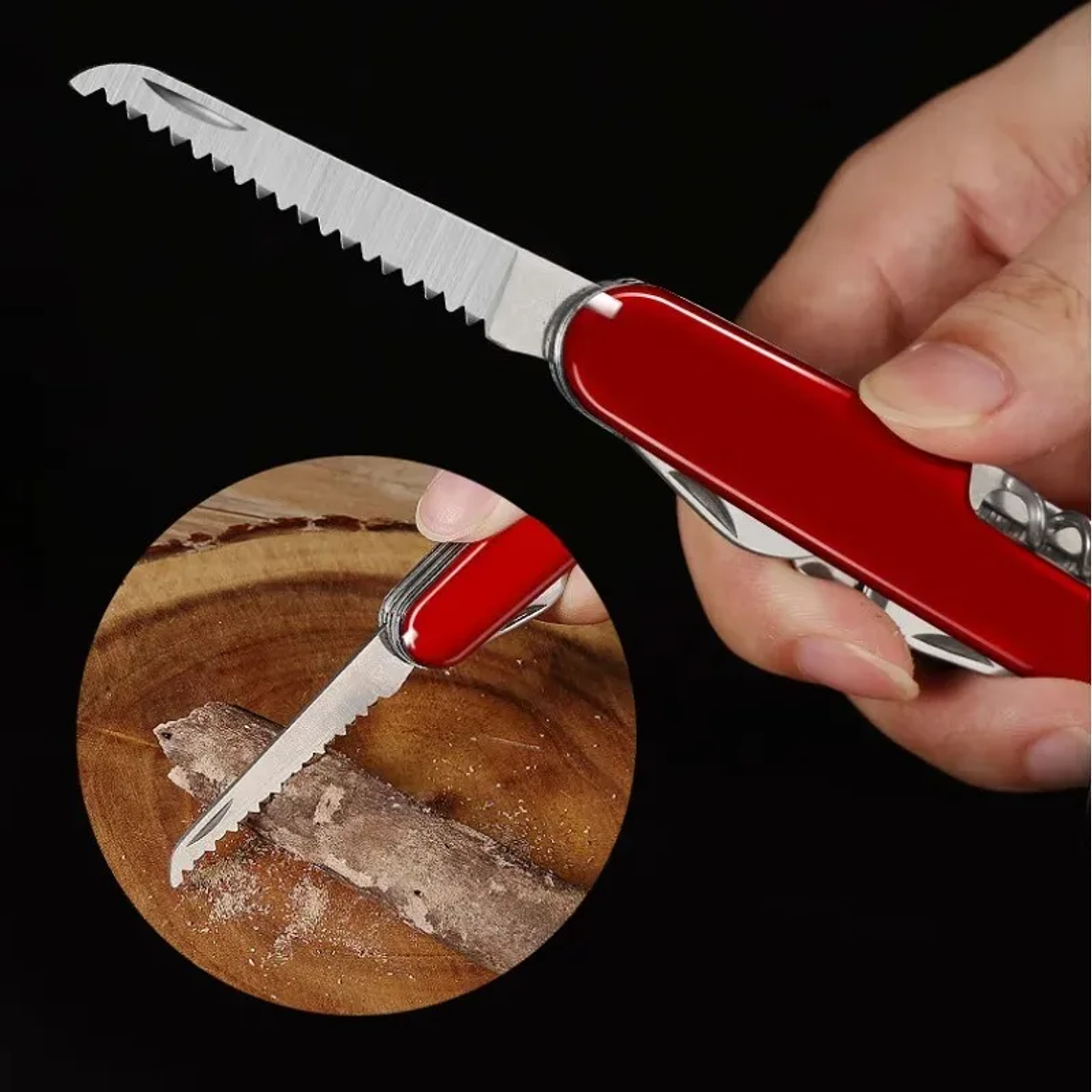 Cuchillo portátil plegable multifuncional suizo de acero inoxidable, herramienta combinada de emergencia para acampar al aire libre, equipo de camping 4