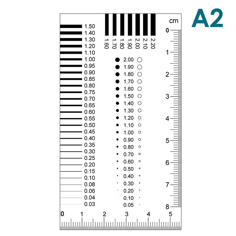 Medidor de insignia de paso de medición de 90x55mm, indicador de puntos de Tarjeta de manchas, regla de película transparente, regla de contraste de grietas de manchas 6