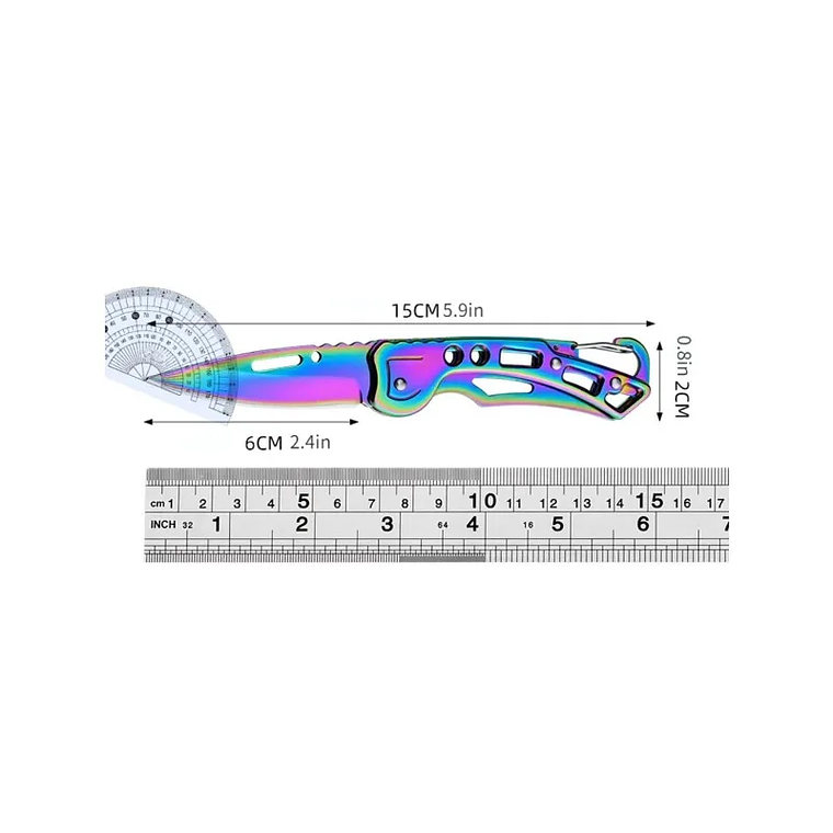 Cuchillo plegable de bolsillo de titanio de colores para exteriores, hoja y mango de acero inoxidable para acampar, senderismo, caza, cuchillo pequeño para fruta 6