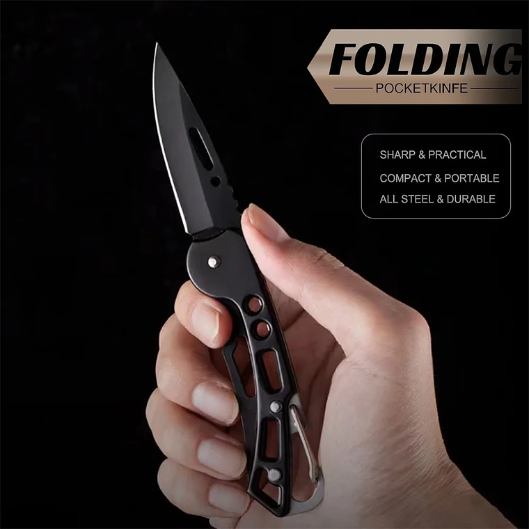 Cuchillo plegable de bolsillo de titanio de colores para exteriores, hoja y mango de acero inoxidable para acampar, senderismo, caza, cuchillo pequeño para fruta 10