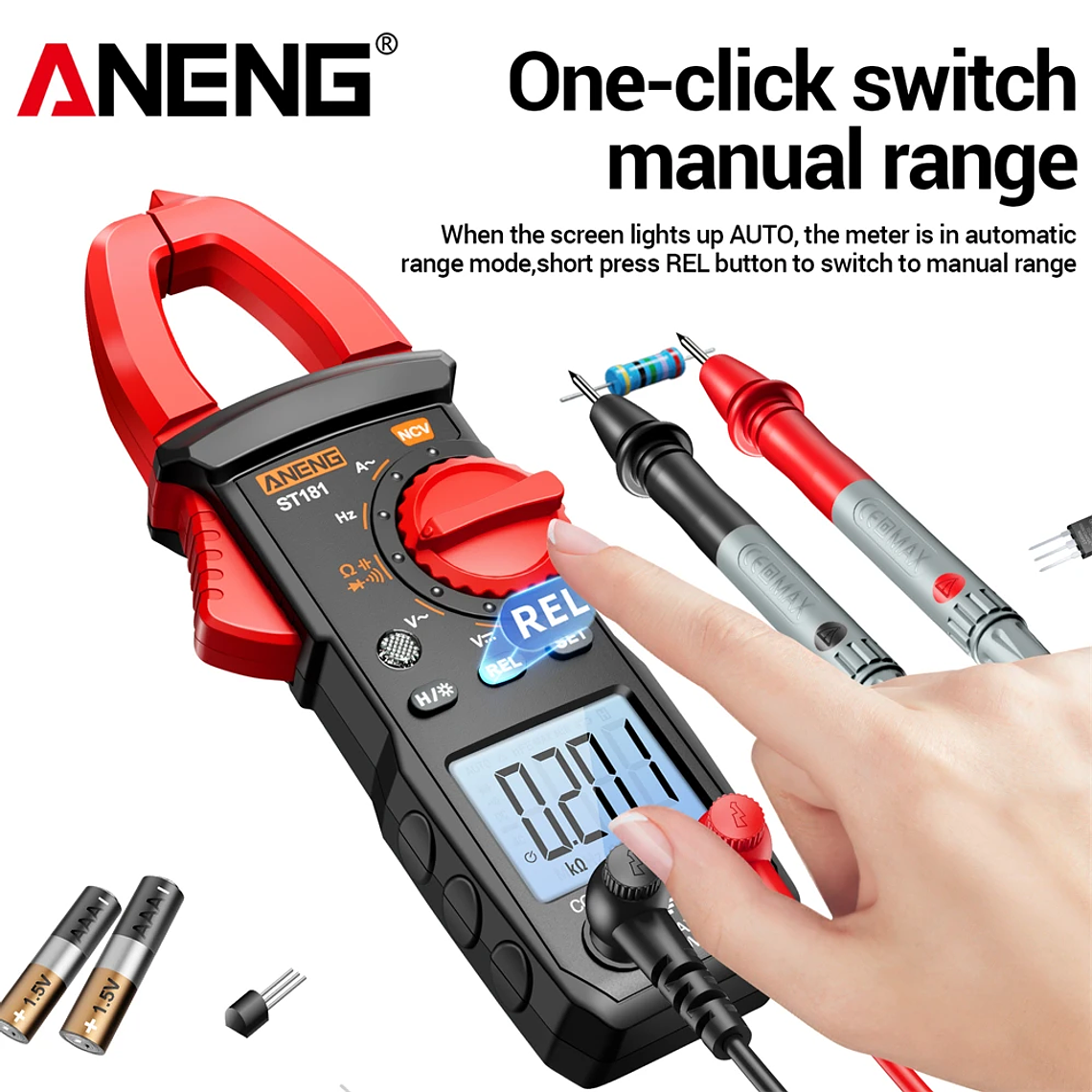 Pinza Amperimétrica Digital de 4000 Cuentas, Voltímetro de CC/CA de 400A, Multímetro, Amperímetro, Probador de Voltaje, Reparación de Automóviles, Probador de Temperatura Eléctrica 4