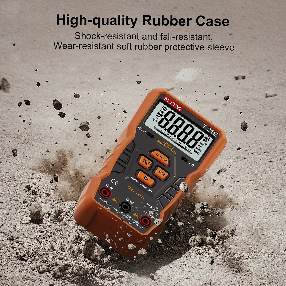 NJTY-multímetro Digital T21, profesional, valores eficaces verdaderos, marco de soporte magnético, voltímetro de ohmios, resistencia, corriente NCV, cable vivo, herramientas de bricolaje 5