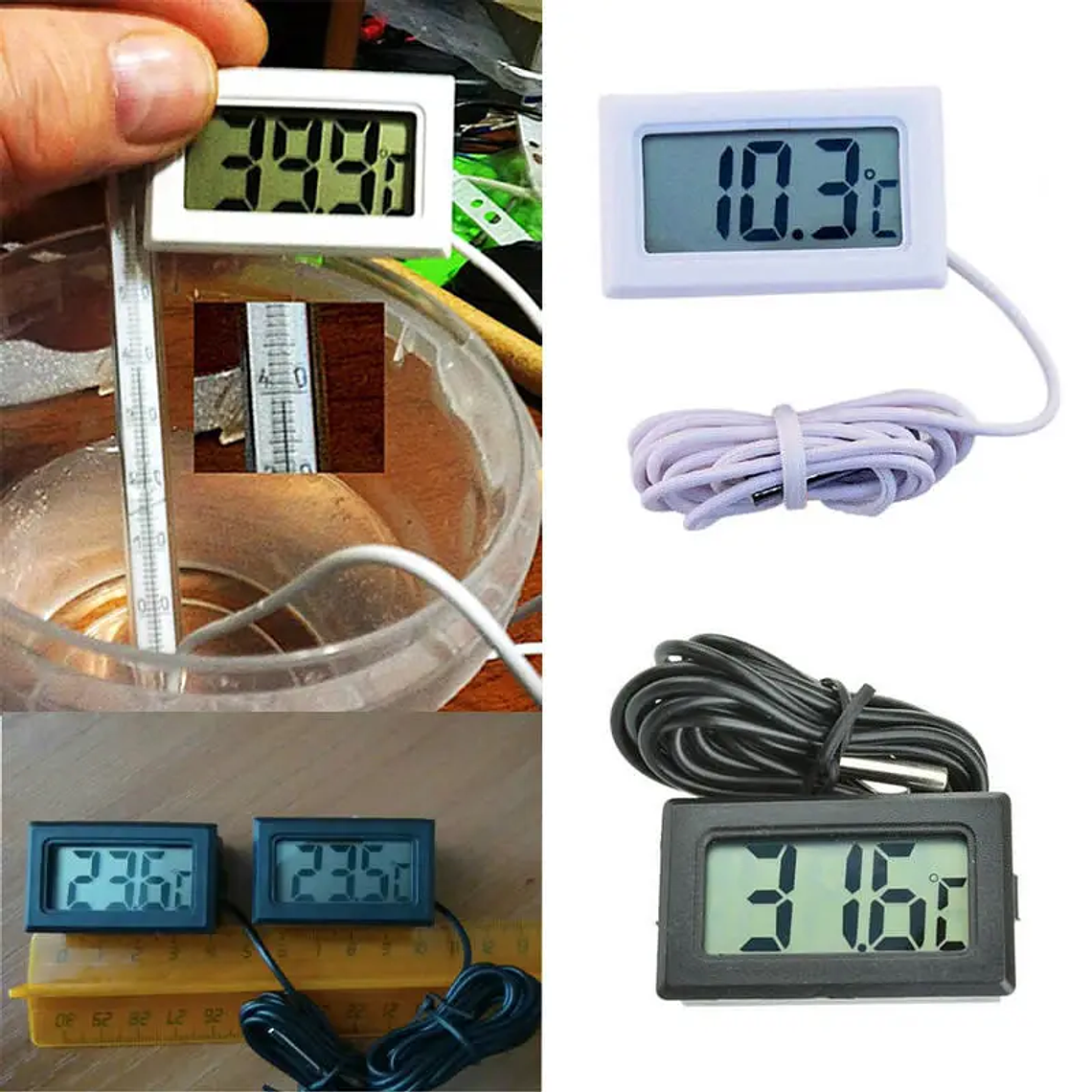 Termómetro Digital LCD de 1m y 2m para coche, refrigerador, congelador, Detector de temperatura para acuario, Monitor, probador, sonda del Sensor, TPM-10 FY-10 4