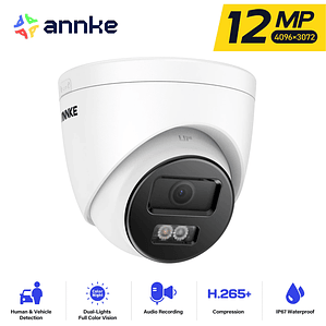 ANNKE-cámara de red con torreta de luz Dual inteligente, 12MP, lente de 2,8mm, detección de movimiento 2,0, micrófono incorporado, resistente al agua, hogar inteligente