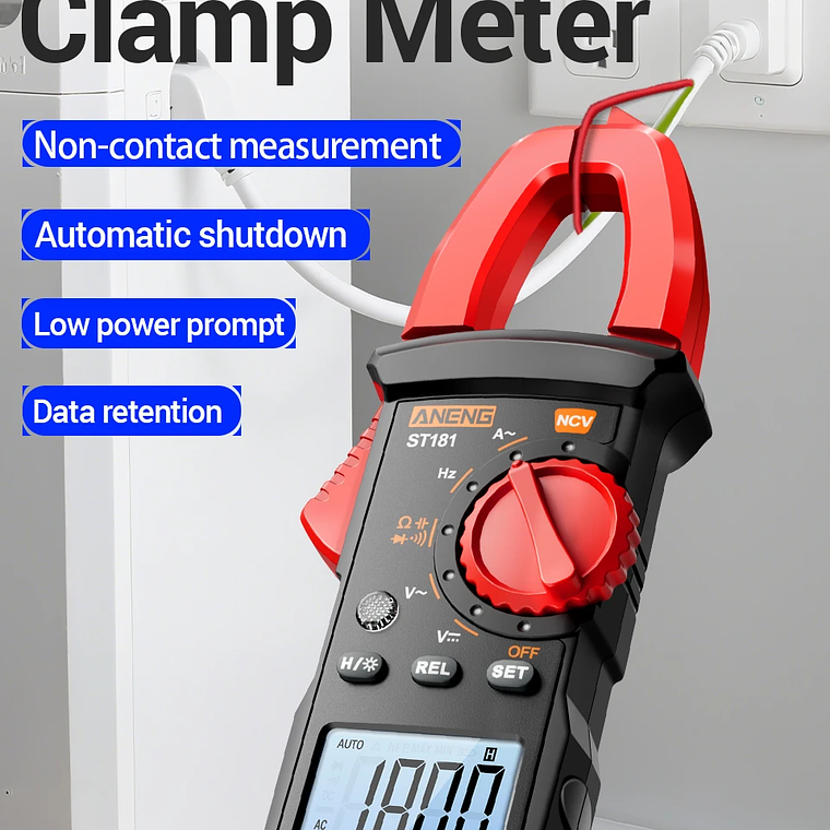 Pinza Amperimétrica Digital de 4000 Cuentas, Voltímetro de CC/CA de 400A, Multímetro, Amperímetro, Probador de Voltaje, Reparación de Automóviles, Probador de Temperatura Eléctrica 12