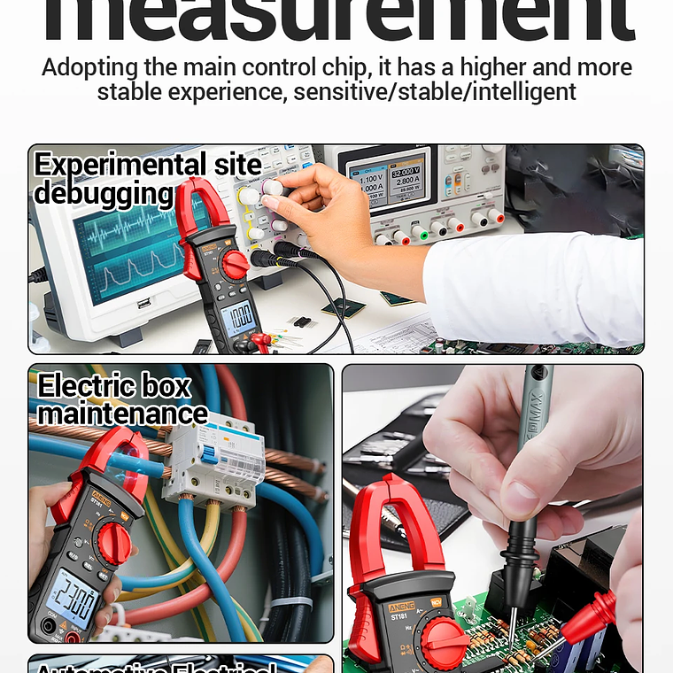 Pinza Amperimétrica Digital de 4000 Cuentas, Voltímetro de CC/CA de 400A, Multímetro, Amperímetro, Probador de Voltaje, Reparación de Automóviles, Probador de Temperatura Eléctrica 13