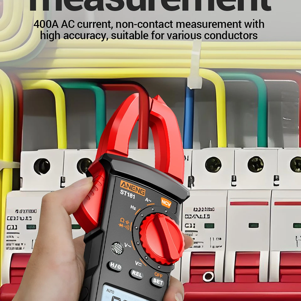 Pinza Amperimétrica Digital de 4000 Cuentas, Voltímetro de CC/CA de 400A, Multímetro, Amperímetro, Probador de Voltaje, Reparación de Automóviles, Probador de Temperatura Eléctrica 14