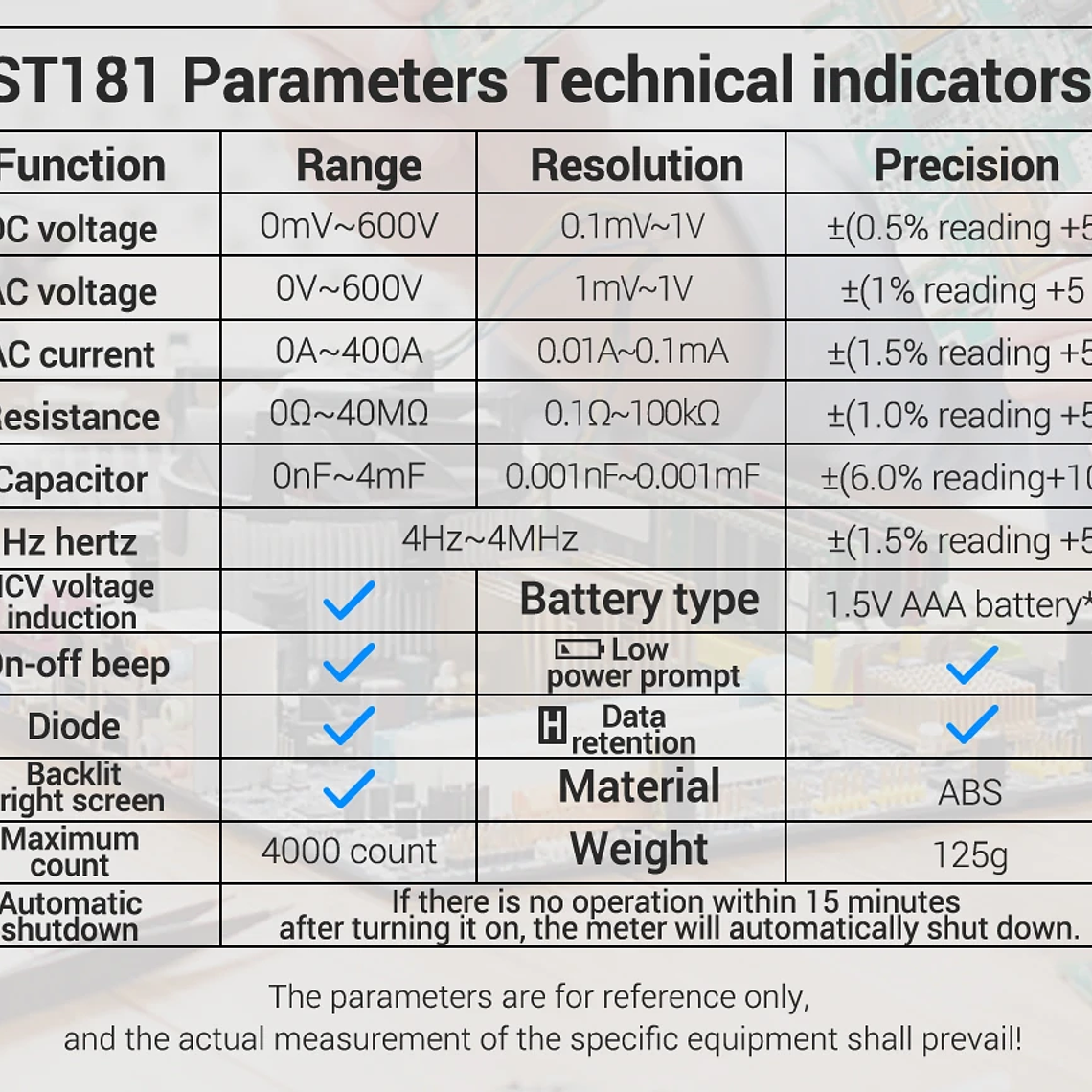 Pinza Amperimétrica Digital de 4000 Cuentas, Voltímetro de CC/CA de 400A, Multímetro, Amperímetro, Probador de Voltaje, Reparación de Automóviles, Probador de Temperatura Eléctrica 20