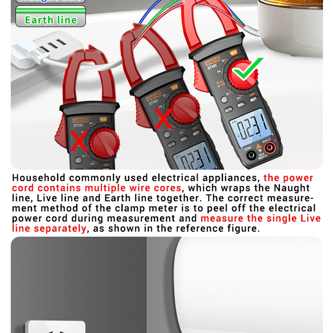 Pinza Amperimétrica Digital de 4000 Cuentas, Voltímetro de CC/CA de 400A, Multímetro, Amperímetro, Probador de Voltaje, Reparación de Automóviles, Probador de Temperatura Eléctrica 24