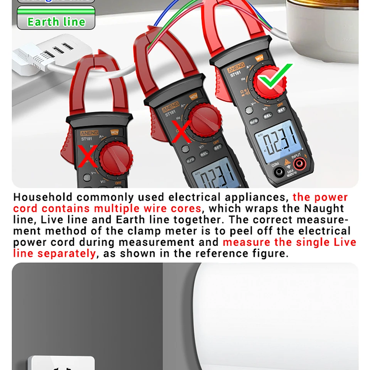 Pinza Amperimétrica Digital de 4000 Cuentas, Voltímetro de CC/CA de 400A, Multímetro, Amperímetro, Probador de Voltaje, Reparación de Automóviles, Probador de Temperatura Eléctrica 24