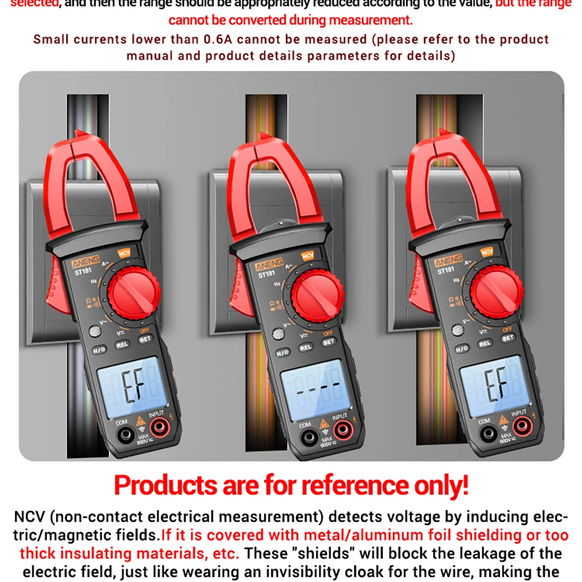 Pinza Amperimétrica Digital de 4000 Cuentas, Voltímetro de CC/CA de 400A, Multímetro, Amperímetro, Probador de Voltaje, Reparación de Automóviles, Probador de Temperatura Eléctrica 25