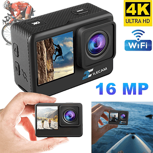 Cámara de acción 4K UHD 1080P 30FPS pantalla IPS de 2,0 pulgadas cámara de grabación de vídeo para bicicleta cámara de vídeo antivibración pantalla Dual