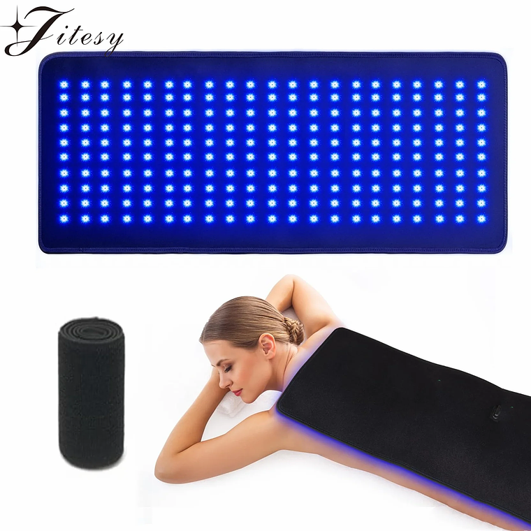 Estera de lámpara de bronceado, 360 Uds., estera de Yoga de masaje con luz azul, Control remoto, 8 modos y 20 engranajes, lámpara de solario de 100x40CM para el cuidado de la piel del bronceado 1