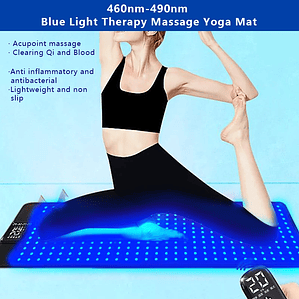 Estera de lámpara de bronceado, 360 Uds., estera de Yoga de masaje con luz azul, Control remoto, 8 modos y 20 engranajes, lámpara de solario de 100x40CM para el cuidado de la piel del bronceado