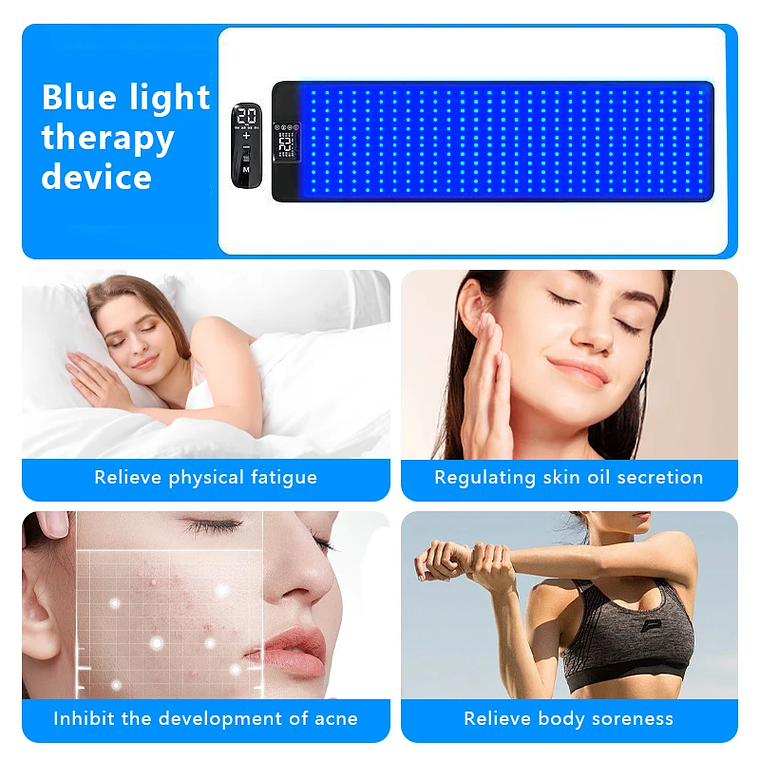 Estera de lámpara de bronceado, 360 Uds., estera de Yoga de masaje con luz azul, Control remoto, 8 modos y 20 engranajes, lámpara de solario de 100x40CM para el cuidado de la piel del bronceado 3