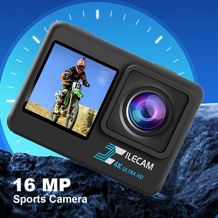 Cámara de acción 4K UHD 1080P 30FPS pantalla IPS de 2,0 pulgadas cámara de grabación de vídeo para bicicleta cámara de vídeo antivibración pantalla Dual 5