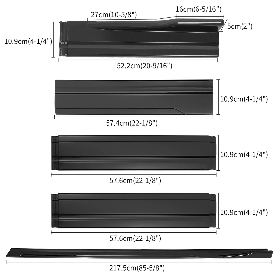Kit de cuerpo de extensión de falda lateral Universal de 86,6 pulgadas para VW Golf MK5 MK6 GTD GTI TDI TSI GTI MK7 CC delantal Winglet accesorios de coche 5