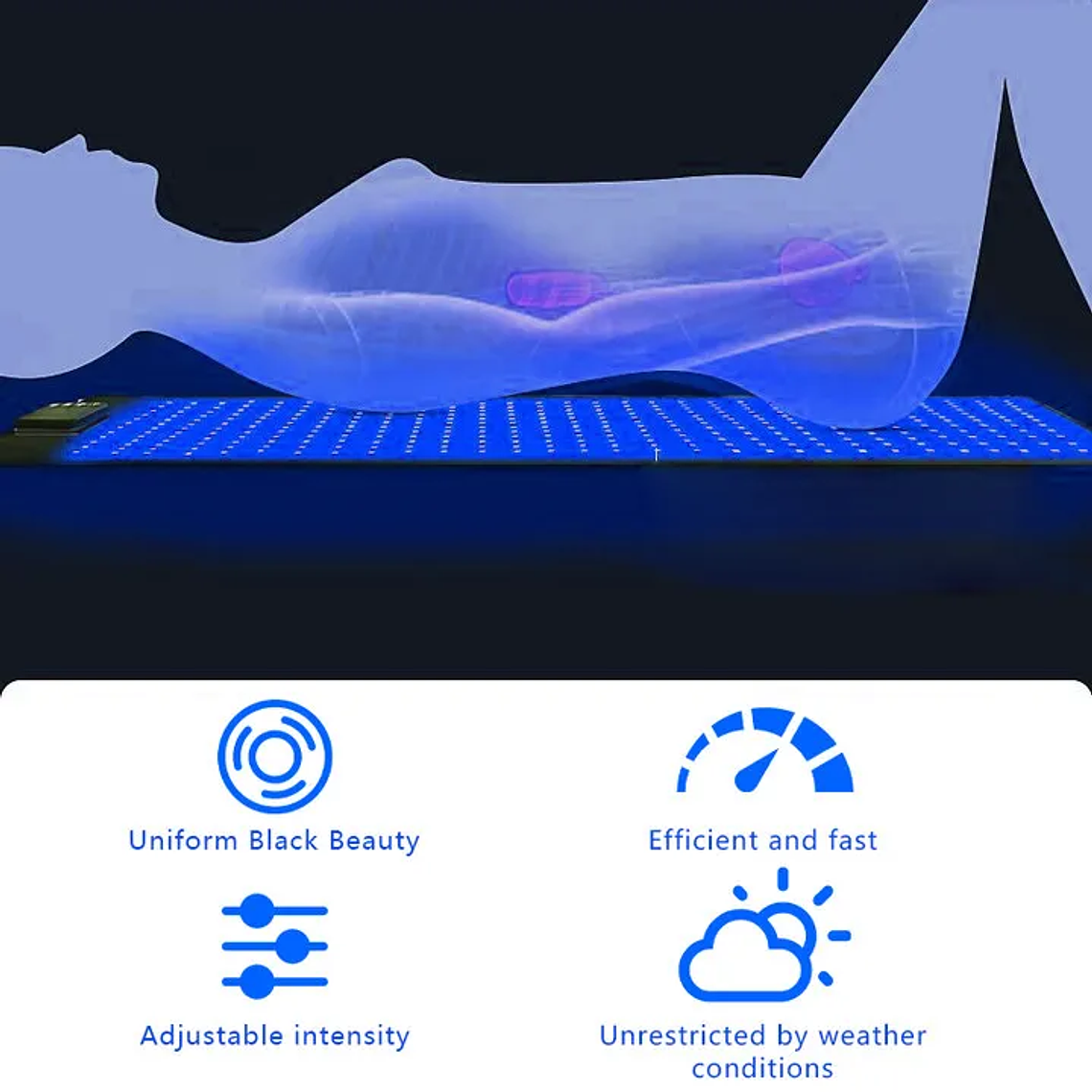 Estera de lámpara de bronceado, 360 Uds., estera de Yoga de masaje con luz azul, Control remoto, 8 modos y 20 engranajes, lámpara de solario de 100x40CM para el cuidado de la piel del bronceado 4