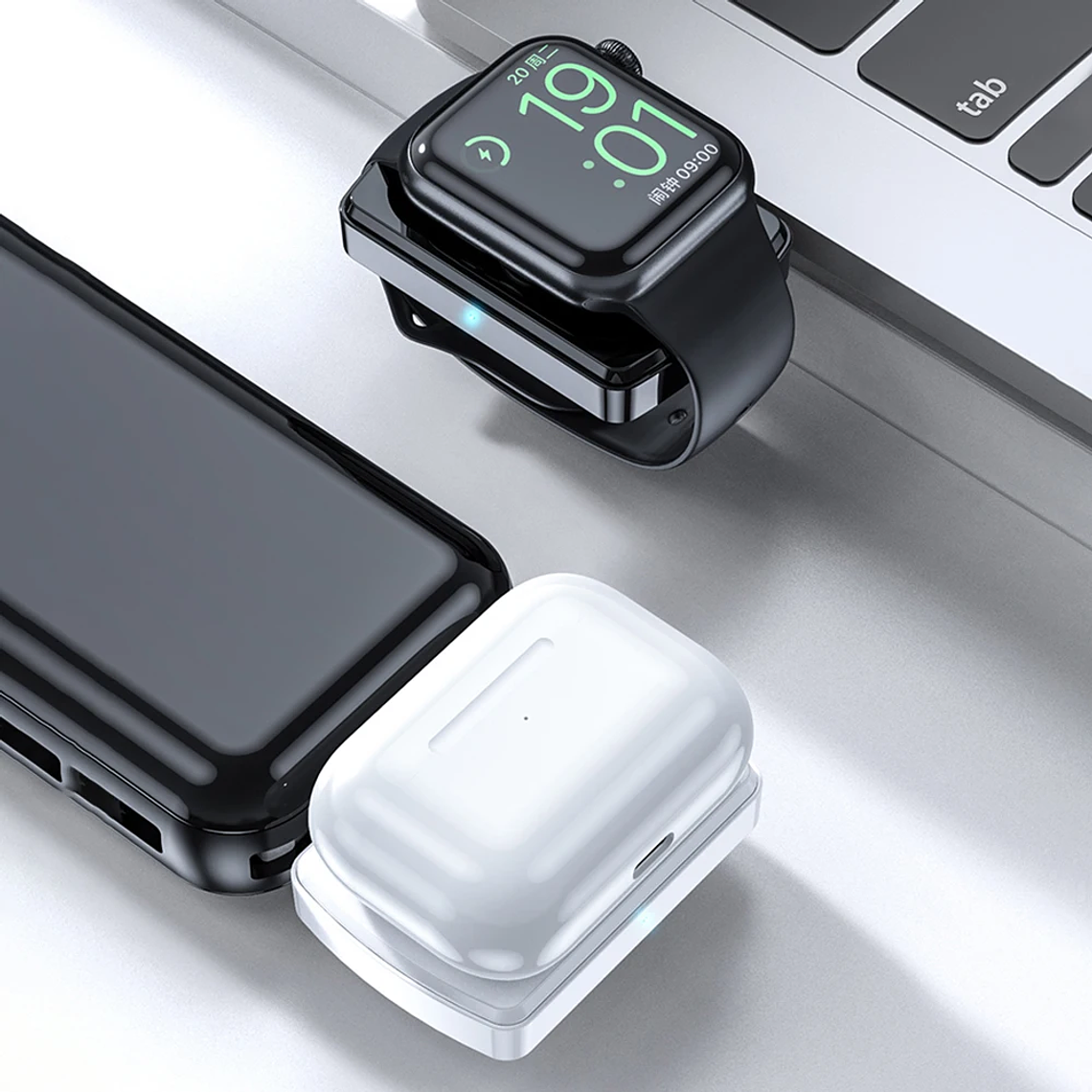 Cargador inalámbrico magnético 2 en 1, soporte para cargador de reloj inalámbrico USB C, estación de carga rápida, soporte para Apple Watch Series 1-10 1