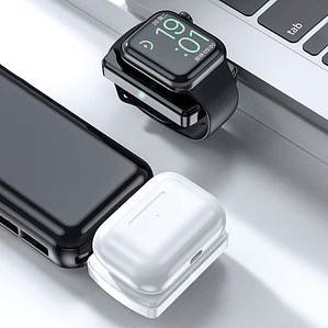 Cargador inalámbrico magnético 2 en 1, soporte para cargador de reloj inalámbrico USB C, estación de carga rápida, soporte para Apple Watch Series 1-10