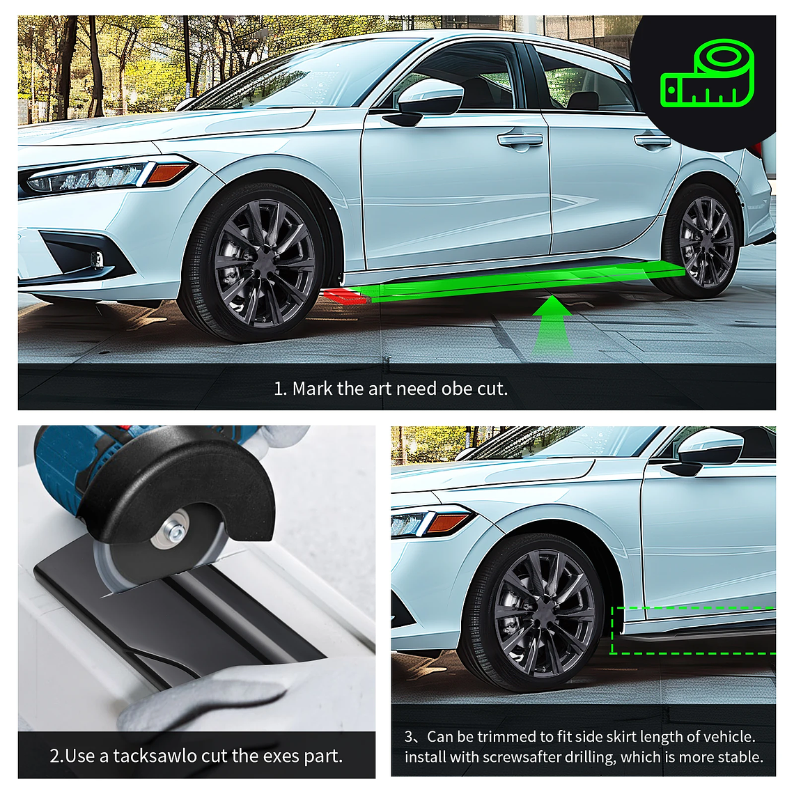 Kit de cuerpo de extensión de falda lateral Universal de 86,6 pulgadas para VW Golf MK5 MK6 GTD GTI TDI TSI GTI MK7 CC delantal Winglet accesorios de coche 6