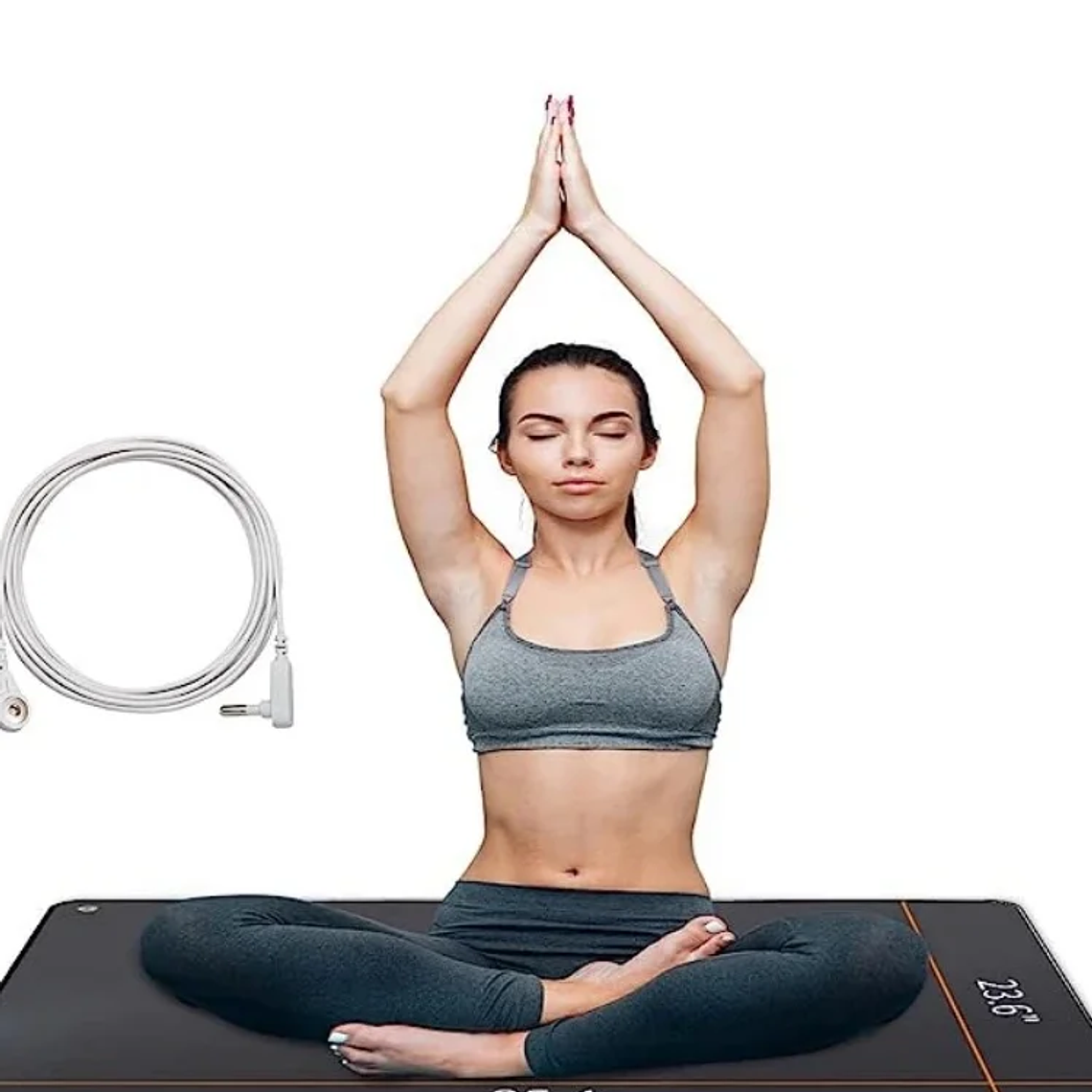 Esterilla de Yoga de recuperación EMF, alfombrilla de puesta a tierra para dormir, mejora la liberación de energía, el pie corporal, con cordón de tierra enrollado antienredos 8