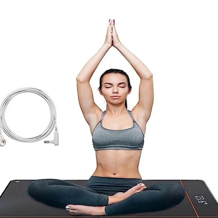 Esterilla de Yoga de recuperación EMF, alfombrilla de puesta a tierra para dormir, mejora la liberación de energía, el pie corporal, con cordón de tierra enrollado antienredos 8
