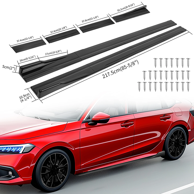 Kit de cuerpo de extensión de falda lateral Universal de 86,6 pulgadas para VW Golf MK5 MK6 GTD GTI TDI TSI GTI MK7 CC delantal Winglet accesorios de coche 9