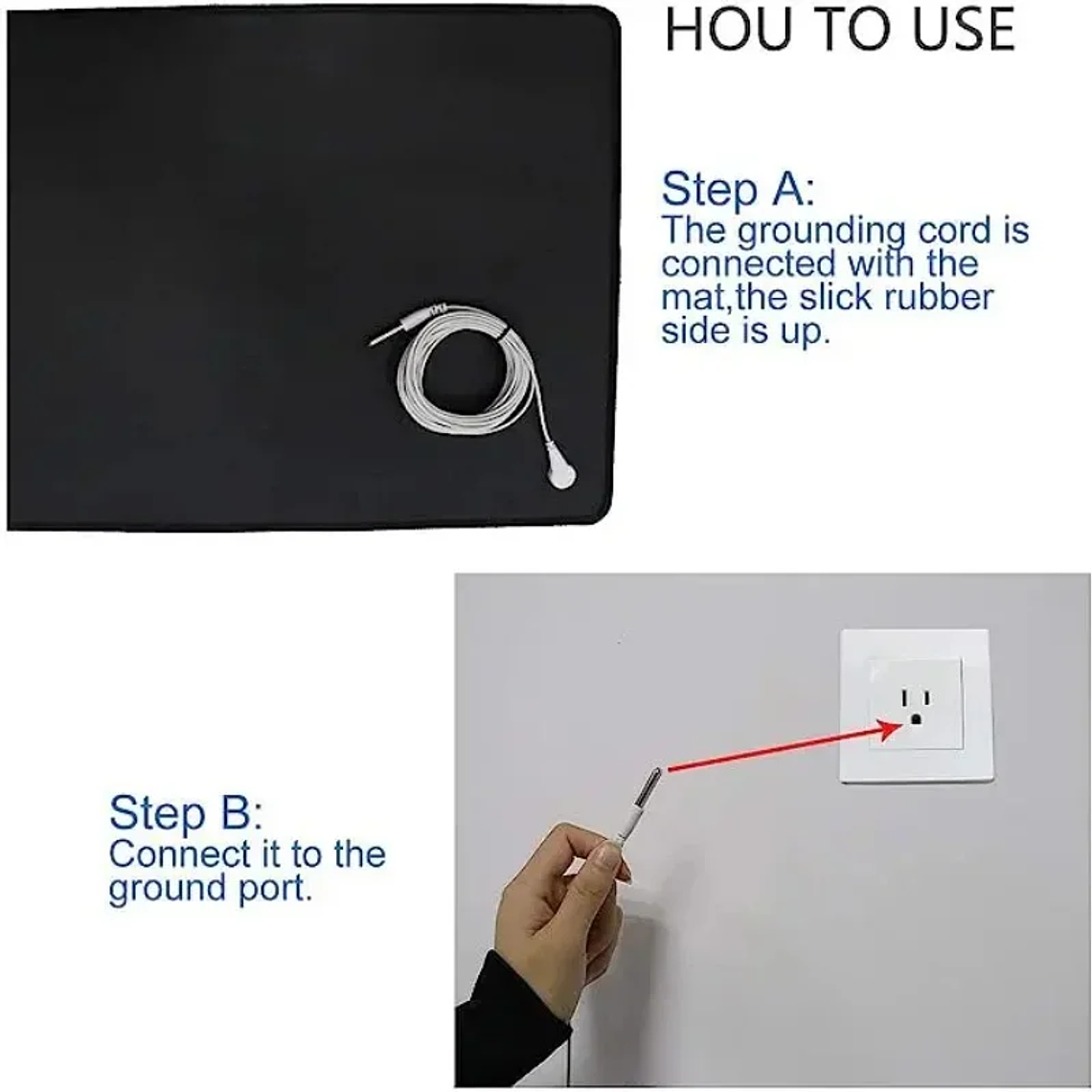 Esterilla de Yoga de recuperación EMF, alfombrilla de puesta a tierra para dormir, mejora la liberación de energía, el pie corporal, con cordón de tierra enrollado antienredos 9